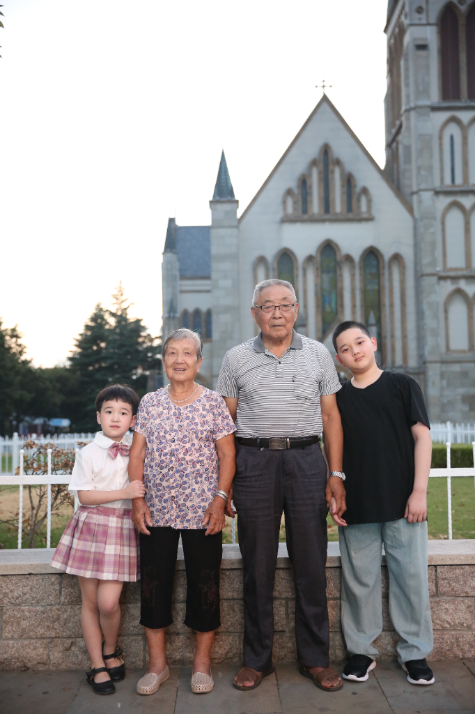 Took a family photo with grandpa and grandma... cover